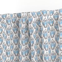 Grey Blue Ikat Damask