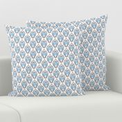 Grey Blue Ikat Damask