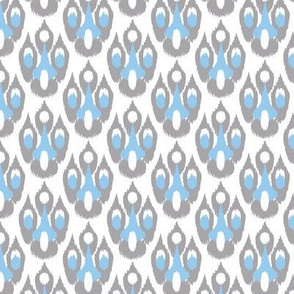 Grey Blue Ikat Damask