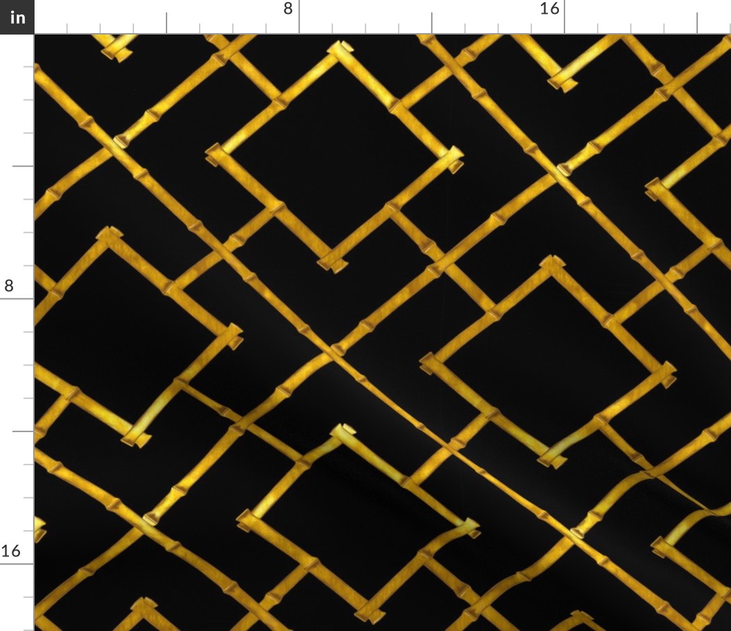 Osaka Bamboo Trellis / Ebony and Gold Leaf