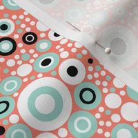 Spotty Dotty in Mint, Coral, Black and White