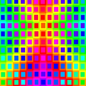 Rainbow colors in squares on blanket