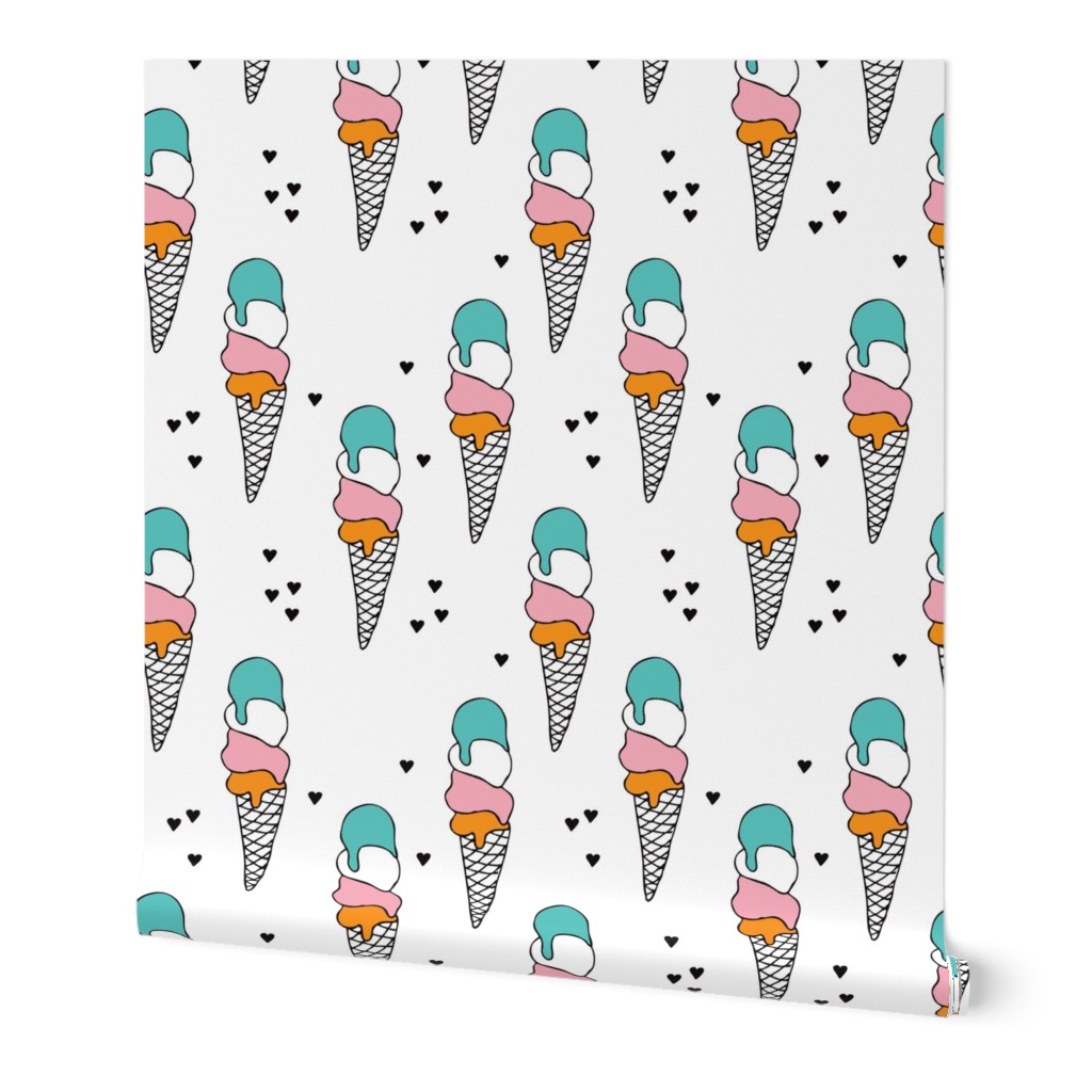 Cute ice cream popsicle cream cone cone candy illustration i love summer scandinavian illustration pattern