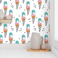 Cute ice cream popsicle cream cone cone candy illustration i love summer scandinavian illustration pattern