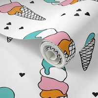 Cute ice cream popsicle cream cone cone candy illustration i love summer scandinavian illustration pattern