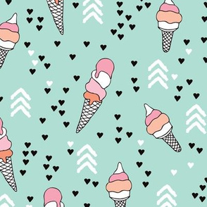 Cute geometric pastel ice cream popsicle cream candy illustration i love summer scandinavian illustration pattern