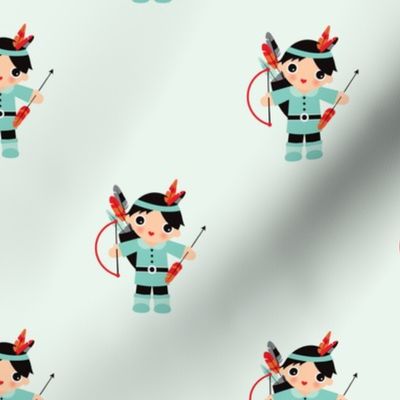 Adorable colorful indians arrows and feathers boy illustration pattern super hero theme