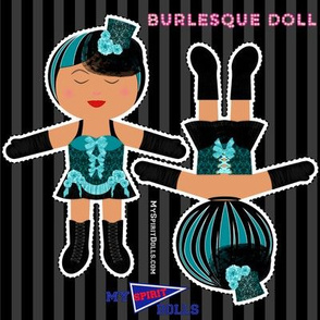 My Spirit Dolls Burlesque Teal Damask Small