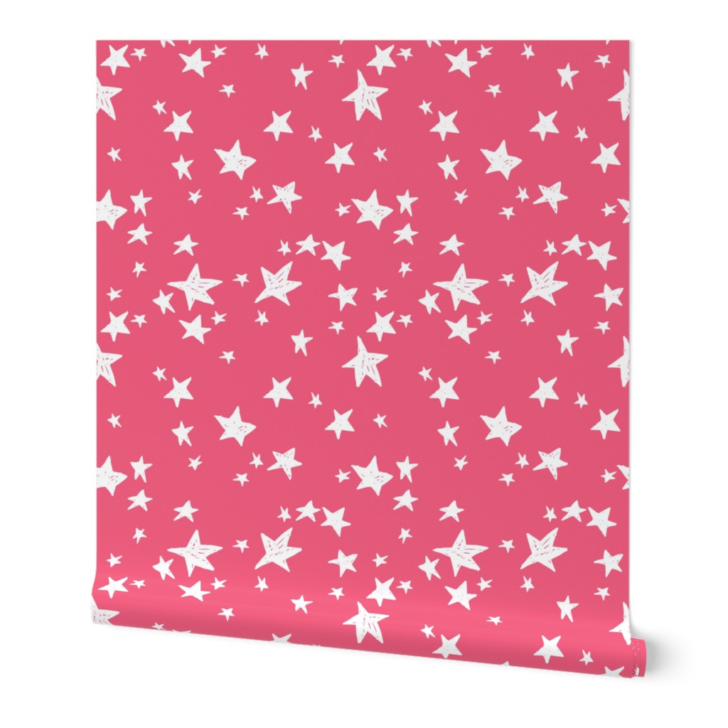 stars // french rose pink star fabric girls stars design 