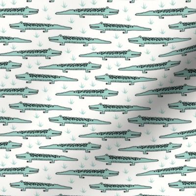 crocodiles // mint alligator crocodile fabric baby nursery reptiles design andrea lauren fabric andrea lauren design