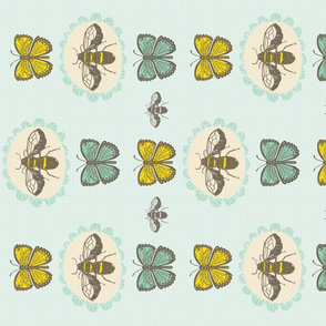 Bees and Butterflies Tea Towel