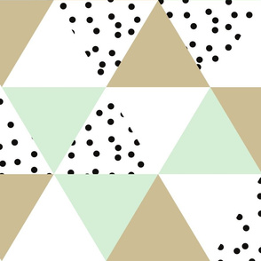 triangle wholecloth // mint + taupe + b/w dots