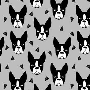 boston terrier// grey smaller version boston terriers dog breed fabric