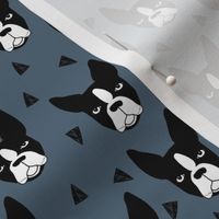 boston terrier // boston terriers dog blue grey pet pets dog breed fabric