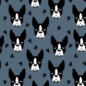 boston terrier // boston terriers dog blue grey pet pets dog breed fabric