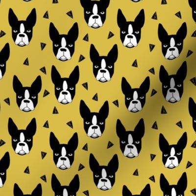 boston terriers // boston terrier dog face mustard yellow cute dog design