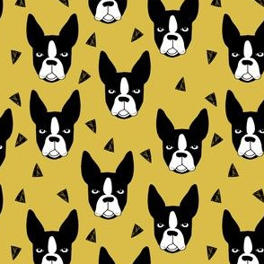 boston terriers // boston terrier dog face mustard yellow cute dog design