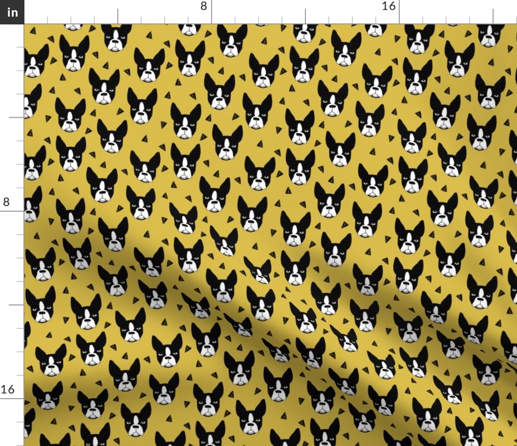 boston terriers // boston terrier dog face mustard yellow cute dog design