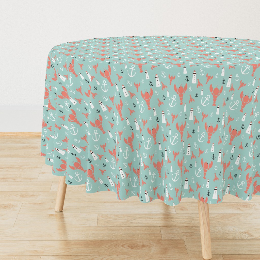 Maritime icons - in coral and mint