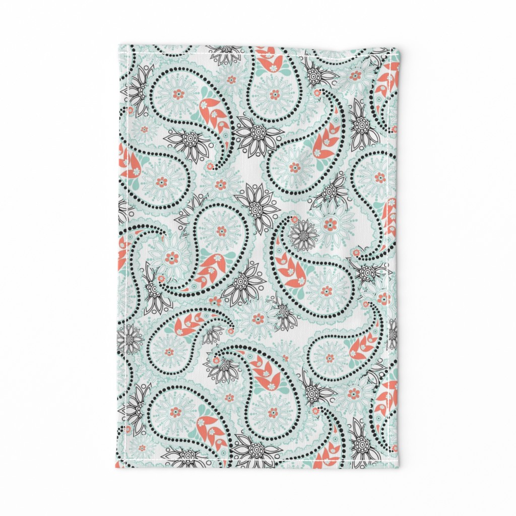 Paisley in mint and coral