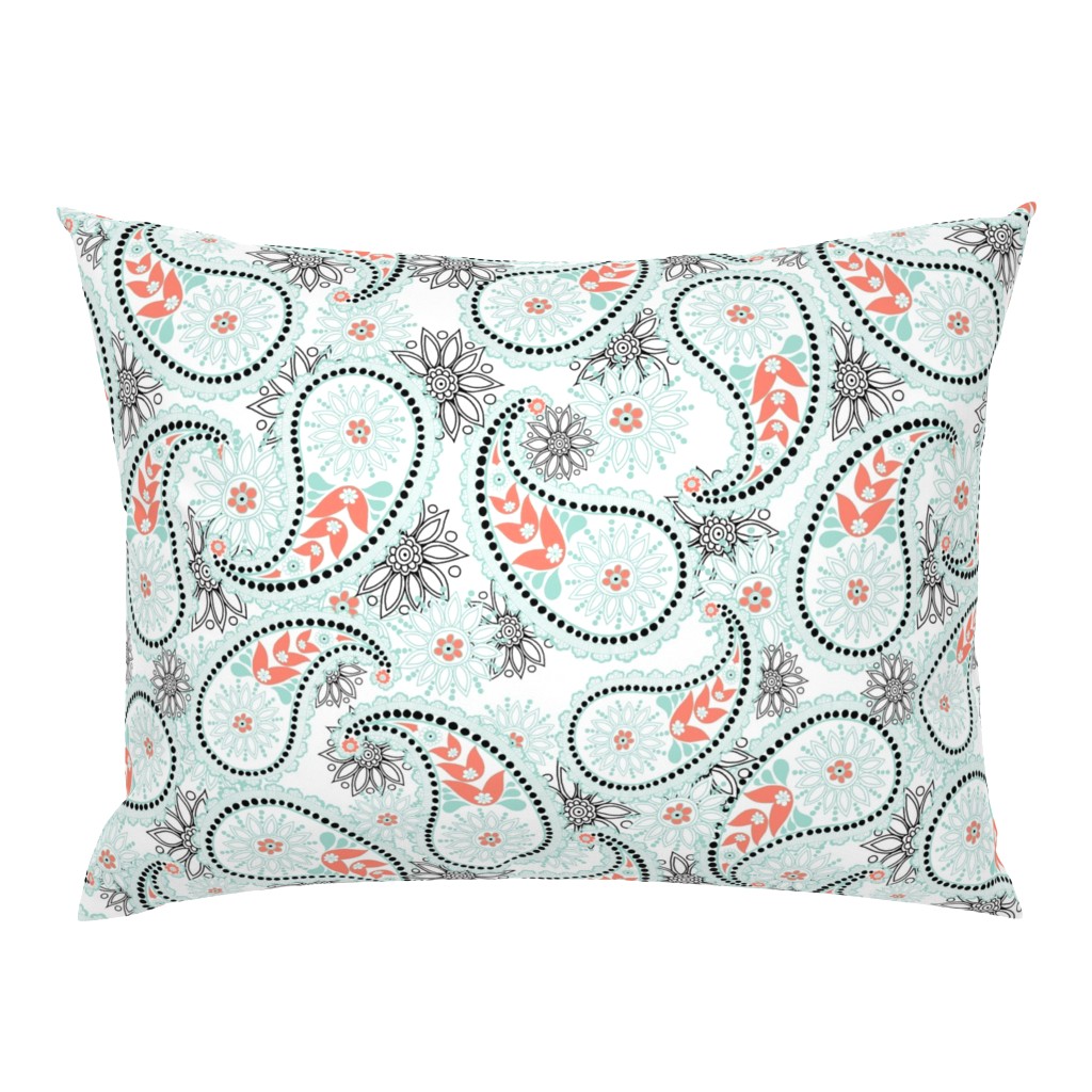 Paisley in mint and coral