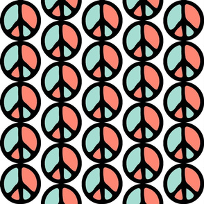 Minty Coral Peace Symbol 