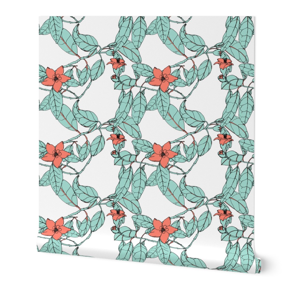 tree-lace - coral-mint