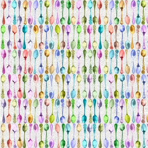 Vintage Rainbow Spoons on Silver Lace