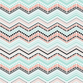 Dash and Dot - Chevron Stripe Aqua & Black