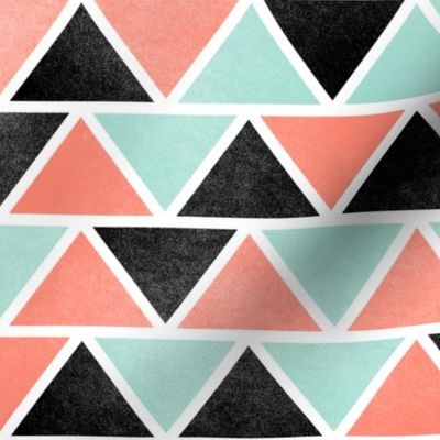 Tribal Coral Mint Black White Triangles