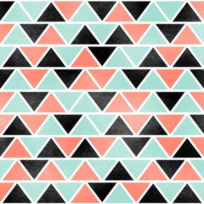 4014346-tribal-coral-mint-black-white-triangles-by-raccoongirl