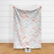 Herringbone Hues of Coral & Aqua by Friztin