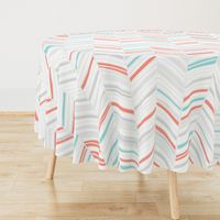 Herringbone Hues of Coral & Aqua by Friztin