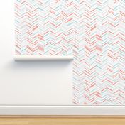 Herringbone Hues of Coral & Aqua by Friztin