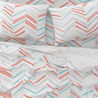 Herringbone Hues of Coral & Aqua by Friztin