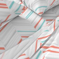 Herringbone Hues of Coral & Aqua by Friztin