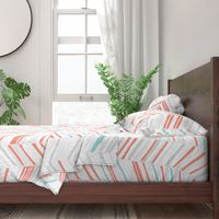 Herringbone Hues of Coral & Aqua by Friztin