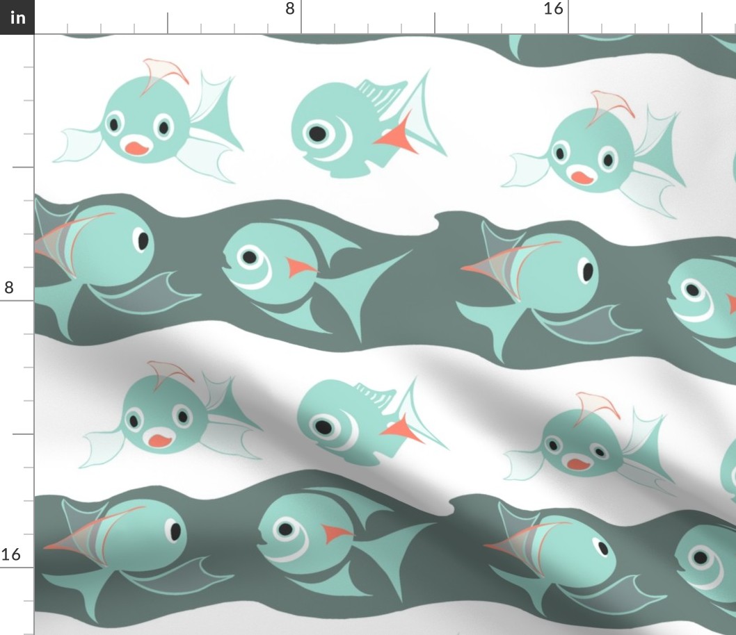 Fish Chum-in Coral-Mint Gray