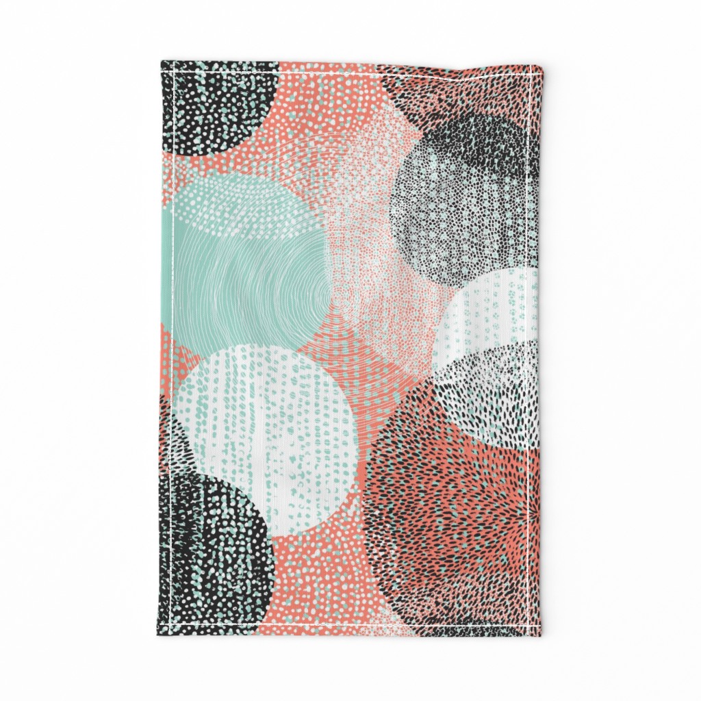 Mandalas in Mint, Coral, Black and White by Friztin