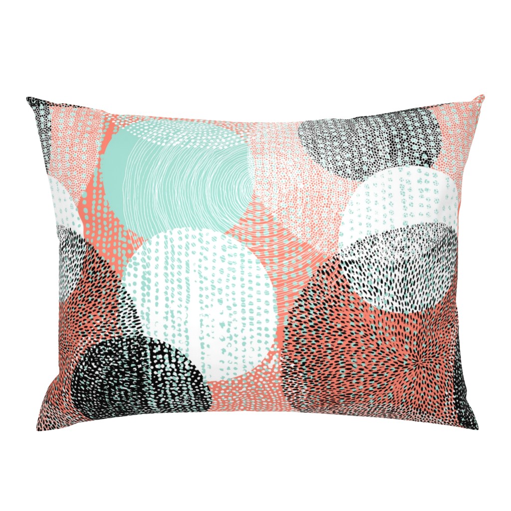 Mandalas in Mint, Coral, Black and White by Friztin