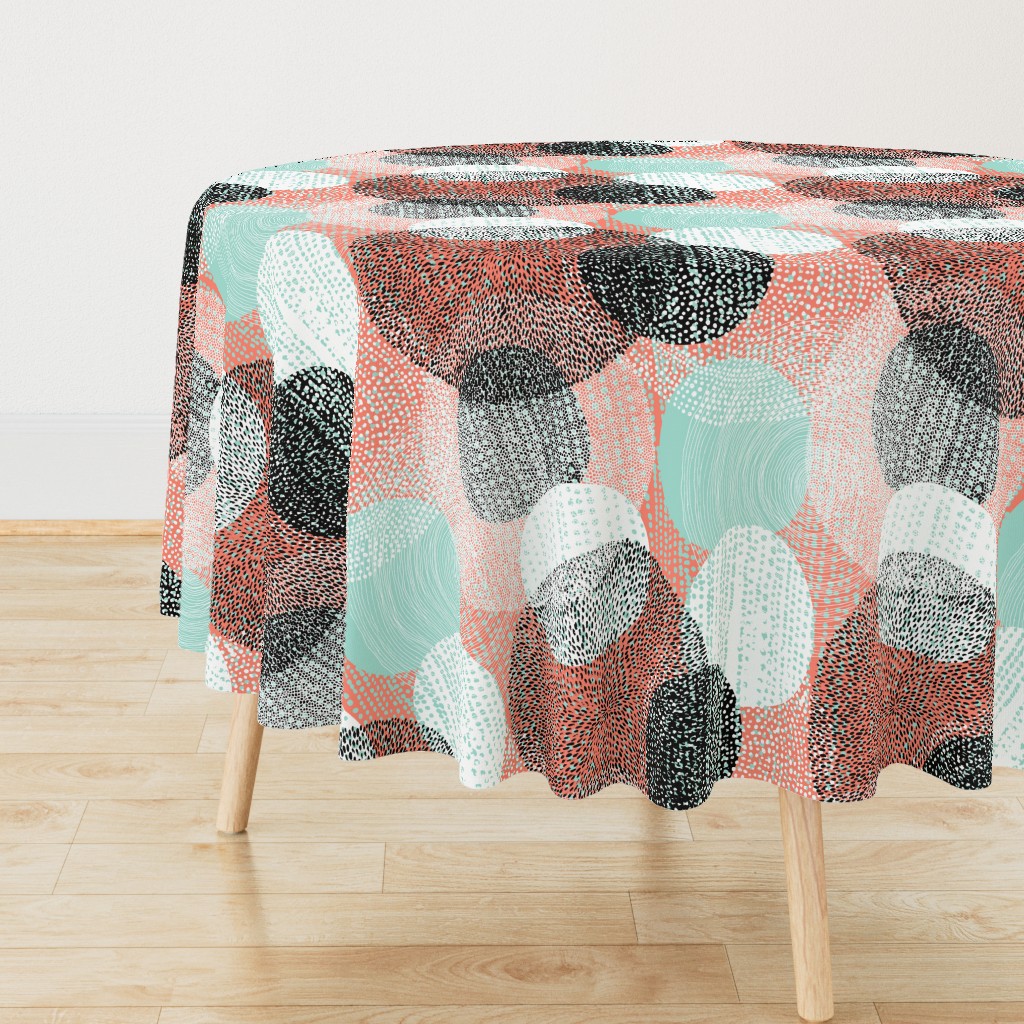 Mandalas in Mint, Coral, Black and White by Friztin