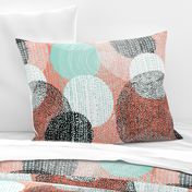 Mandalas in Mint, Coral, Black and White by Friztin