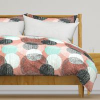 Mandalas in Mint, Coral, Black and White by Friztin