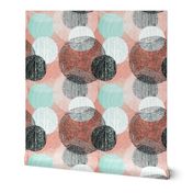 Mandalas in Mint, Coral, Black and White by Friztin