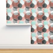 Mandalas in Mint, Coral, Black and White by Friztin