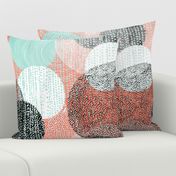 Mandalas in Mint, Coral, Black and White by Friztin