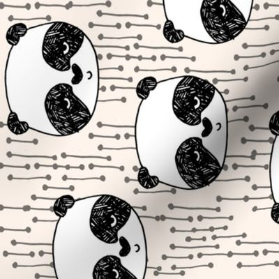 panda // railroad pandas fabric cute illustration scandi kawaii nursery fabrics