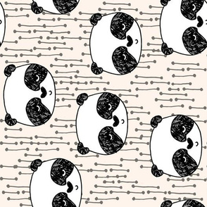 panda // railroad pandas fabric cute illustration scandi kawaii nursery fabrics