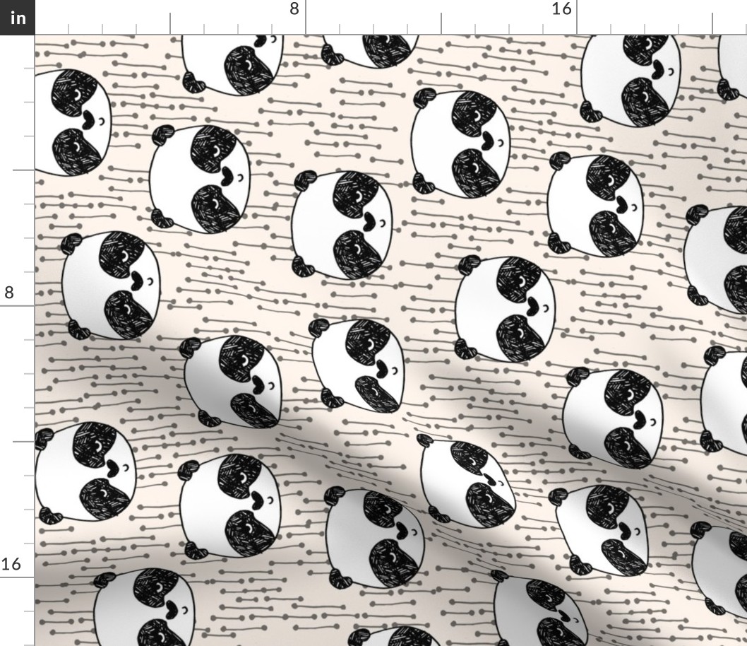 panda // railroad pandas fabric cute illustration scandi kawaii nursery fabrics