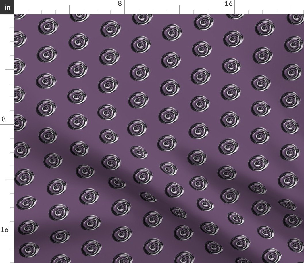Swirled Gray and White Dots on Plum Purple